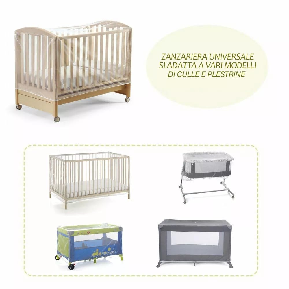 Zanzariera Universale per Culle, Lettini e Carrozzine – Rete Anti Zanzare e Insetti 100% Poliestere Traspirante – Bordo Elastico Facile da Applicare – Colore Bianco, Lavabile a Mano 233207