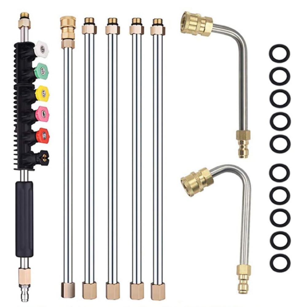 1 juego de 8 varillas de extensión de 3 tipos de lavadora a presión con 1/4 pulgadas rápida Conncetors herramienta de limpieza de canalones telescópica