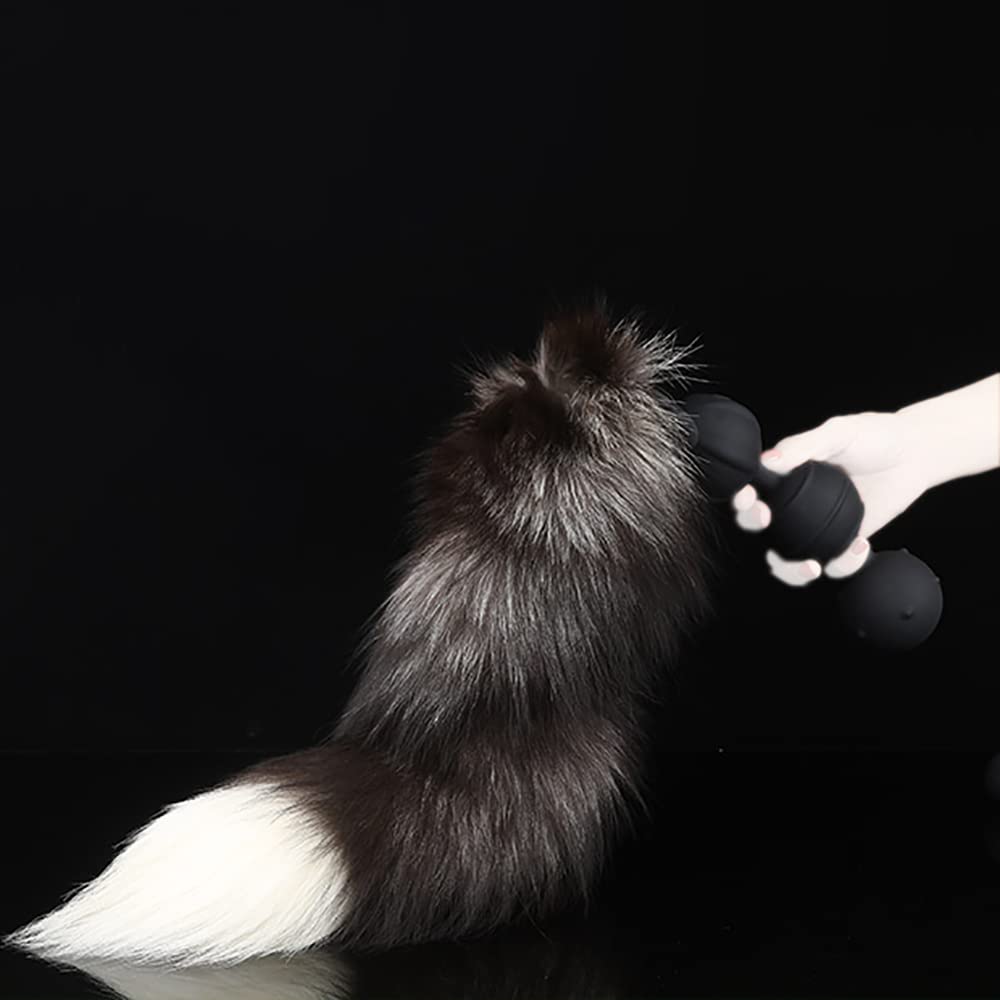 Foxtail Anal Plugs Silikon Analkugeln Biegsam & Hautfreundlich Analplugs Anal Kette mit Kugeln in großem für Eine Sexuelle Stimulation,Sexspielzeug für Männer Frauen Cosplay (3 Analkugeln)
