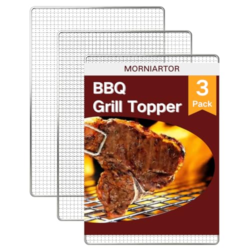 Morniartor Grill Topper 3 PCS BBQ Grill Mesh Mat 1410 Inch Mesh Baking Tray Baking Rack Replacement Pad for Outdoor Barbecue Camping & Picnics