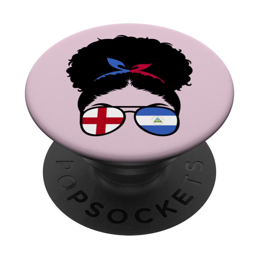 England and Nicaragua Mix Afro Half English half Nicaraguan PopSockets Swappable PopGrip, Black