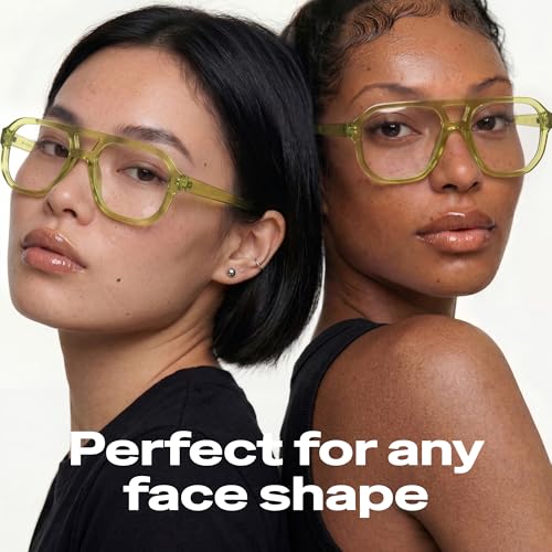 Image of livho Retro Aviator Blue Light Blocking Glasses for Women Men with Soft Case, Trendy Rectangle Computer Eyeglasses