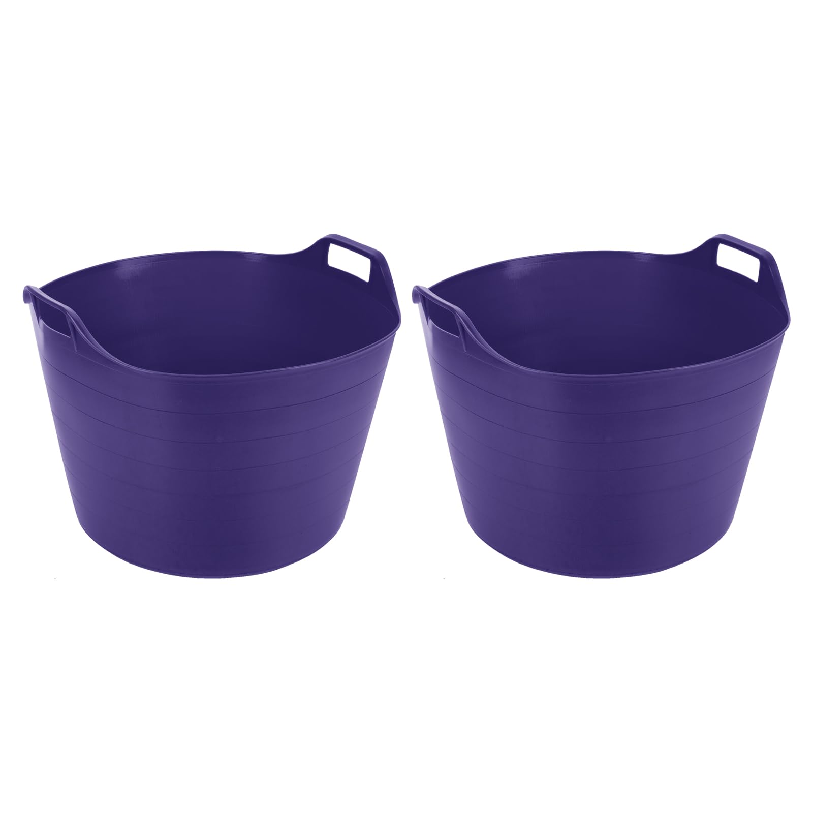 (Set of 2) 75L Litre Purple Robust Versatile Multipurpose Extra Large Flexi Tub Garden Home Flexible Plastic Storage Container Bucket Flex Tub- MADE IN UK