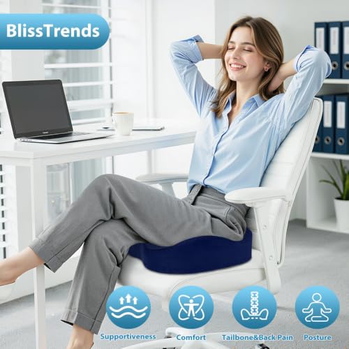 Image of BlissTrends Thick Seat Cushion for Office Chair & Car Seat, XL, Blue