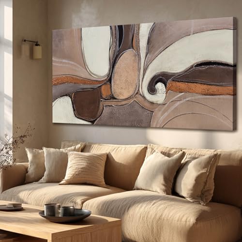 YETHEN Neutral Earth-Tone Abstract Wall Art 20x40 Inch