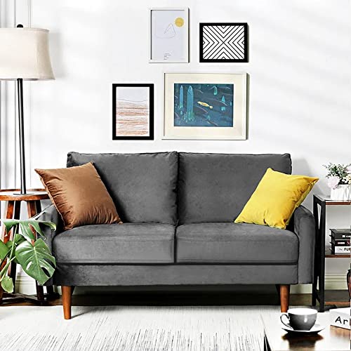 Image of Hessville 56.3'' Upholstered Loveseat 2 Seater Sofa Settee Couch for livingroom Bedroom Office Hotel guestroom (Grey)