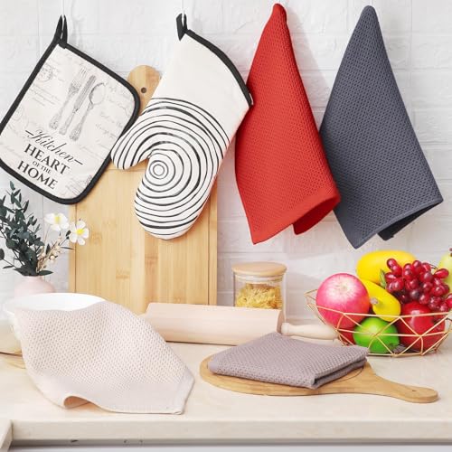Image of Homaxy 100% Cotton Waffle Weave Kitchen Dish Cloths, Ultra Soft Absorbent Quick Drying Dish Towels, 12 x 12 Inches, 18-Pack, Mixed Color