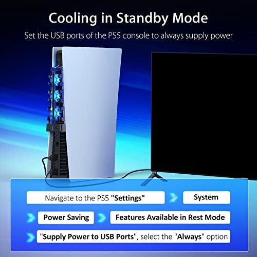NexiGo Cooling Fan for PS5 Accessories, [Auto On/Off] with LED Light, for Both Disc and Digital Editions, Efficient Cooling System, Compatible with Horizontal Stand by NexiGo - Used condition - Image 7