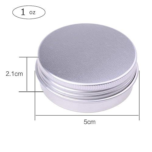 Miniatura 2 de Marsheepy Paquete de 24 recipientes redondos de aluminio plateado con tapa de rosca para bálsamo labial, cosméticos y velas, 1.0 fl oz (1 oz)