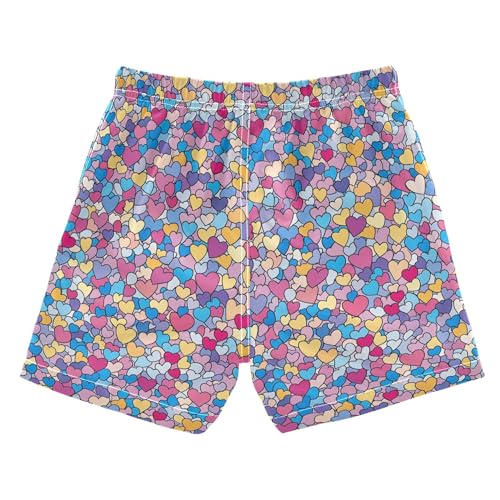 JUNZAN Cartoon Cute Hearts Love Toddler Swim Shorts Quick Dry Boys Beach Volleyball Kids Swimwears Son's Presents 2T2