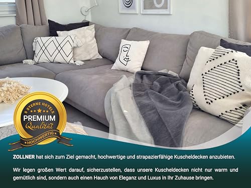 ZOLLNER Kuscheldecke zweifarbig in 150x200 cm - kuschelige Sofadecke in grau - waschbar bis 40°C - langlebiges Mischgewebe - Hotelwäschequalität - Oeko Tex® Zertifiziert
