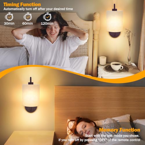 Image of MATAMEYE Battery Operated Wall Sconce Set of 2, Dark Chocolate Wall Light