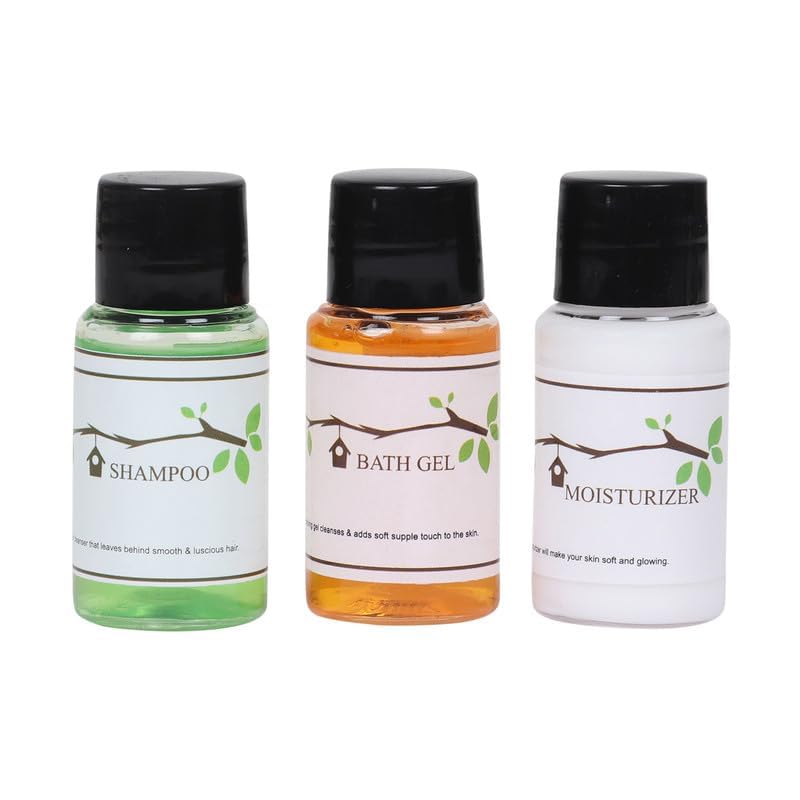 Purely Serene Hotel Shampoo, Bath Gel & Moisturiser Combo Pack of 25 Sets | Individually Packed Guest Amenities for Hotels, Resorts, PG, Airbnb