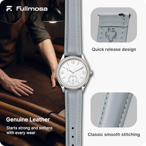 Image of Fullmosa Watch Band, Quick Release Leather Watch Strap Compatible with Samsung Galaxy Garmin for Men Women, Replacement Bands Width 12mm 14mm 16mm 18mm 19mm 20mm 21mm 22mm 24mm