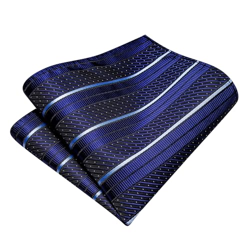 Image of Hi-Tie Silk Ties for Men Plaid Paisley Striped Necktie Pocket Square Cufflinks Set Formal Business