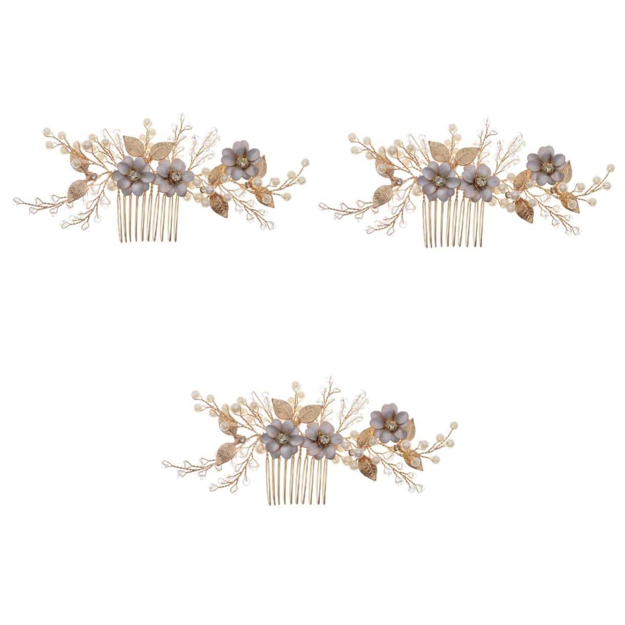 minkissy 3 Piezas Peine De Cuentas Peine Lateral De Pinzas Para El Cabello De Flores Para Mujeres Pasador De De Navidad Perder Suministros Para La Fiesta Boda