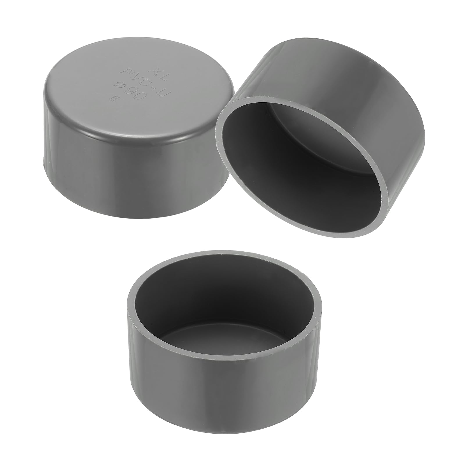 Photo 1 of PATIKIL PVC Pipe End Caps, 3.5" Diameter, 3 Pack, Grey