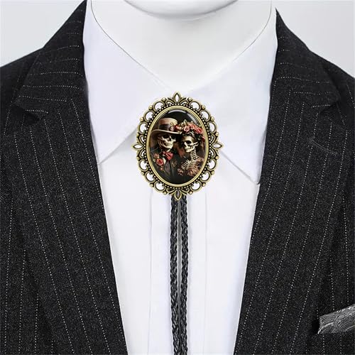 Image of Jeilwiy Bolo Tie for Men Western Cowboy Gothic Bolo Tie Necklace Halloween