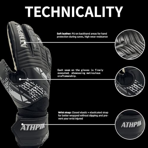 Goalie Goalkeeper Gloves with Pro Fingersaves, Strong Grip for The