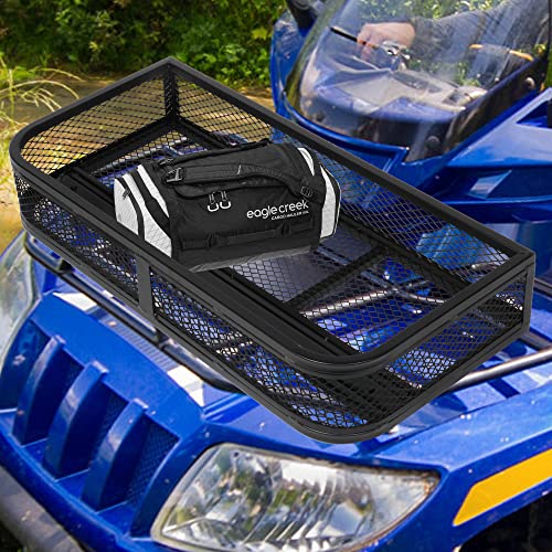36''Lx17''Wx6.3''H Atv Front Cargo Basket, Luggage Carrier Rack, Accessories For Motorcycle & Atv & Utv, 500 Lbs Carrying Capacity, Black #TOP5