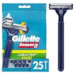 Gillette Sensor2 Pivoting Head Men's Disposable Razors, 25 Count