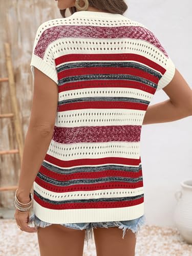 Image of Ivicoer Womens Spring Summer Tops Crochet Cap Sleeve Sweater Hollow Out Beach Vacation Clothes Trendy 2026 Loose Fit