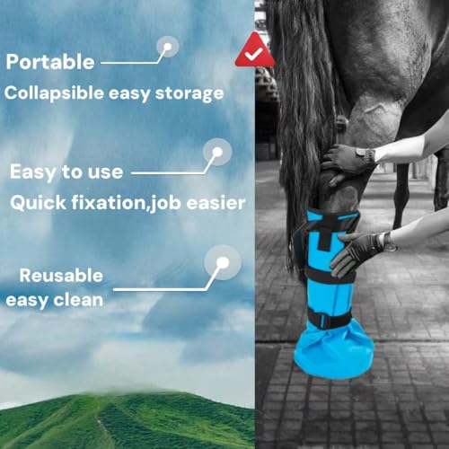 Image of Easy Use Hoof Soaking Boot for Horses,Ice Boots for Horses Horse Soaker Bag,Hoof Shoes Hooves Care Treatment Bucket with EVA Pad浸