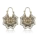 Vintage Mandala Flower Drop Dangle Earring for Women Girl Tribal Hollow Floral Pendant Earrings (Gold)