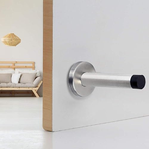 Miniatura 8 de Topes largos de puerta de acero inoxidable de 8 pulgadas, tope de puerta cepillado, resistencia de puerta anticolisión con absorbente de goma,