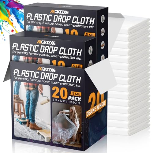 Axgatoxe 12 x 9 Ft Plástico para Pintura (Paquete de 20)