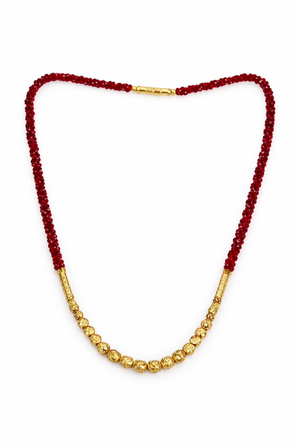 bhumi creation Brass Mangalsutra Necklace, Casual Style, Red and Gold Beaded Chain, Free Size, for Women-picture-26