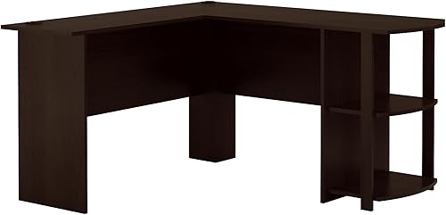 Escritorio en L Altra Dakota con biblioteca Madera Espresso