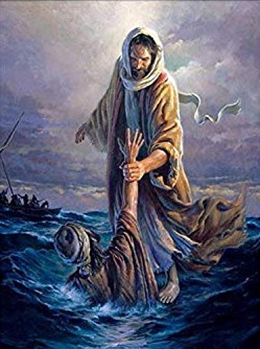 Peinture diamant Jésus point de croix vagues mosaïque 5D 60x85 - 2