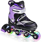 Adjustable Inline Skates for Kids & Beginners - 4-Size Extension Youth Roller Skates with Light-Up Wheels for Boys & Girls, Outdoor Sports Equipment