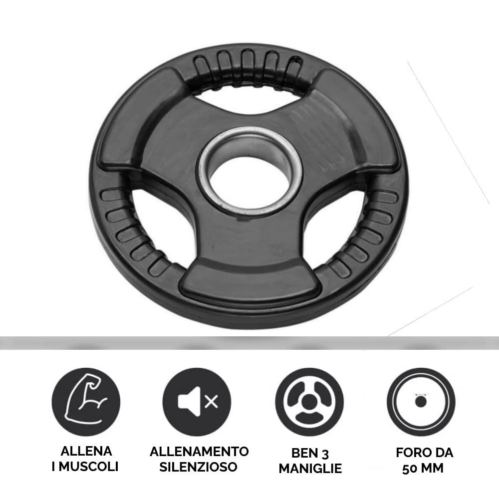 Dischi Pesi Olimpionici In Ghisa Gommati - Foro 50mm, Da 1.25 A 25kg - Foto 6