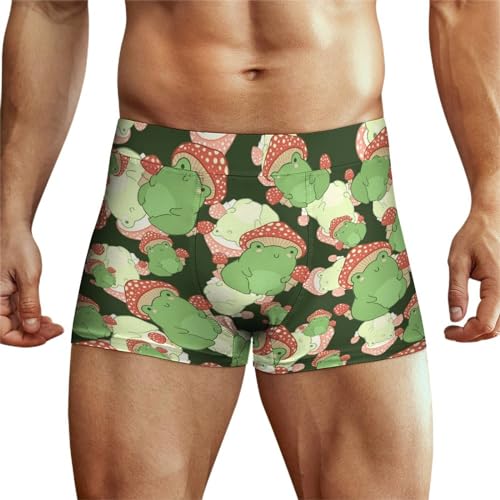 Jeireumteor Mushrooms Frog Boxer Briefs Men Underwear Boxer Shorts Soft Stretch Underwear Trunks Bulge Enhancer for Mens2