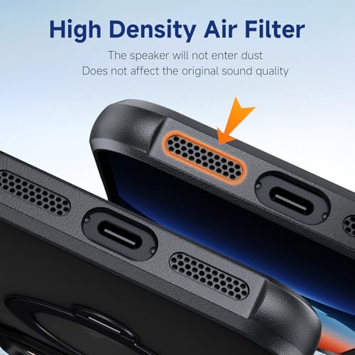 Peerock 360 Spin Magnetic Stand (Pro-Version) for iPhone 17 Pro Max Case (Compatible with MagSafe) [Military Drop Protection] Matte Translucent Shockproof Protective Phone Case 6.9'', Black - image 7