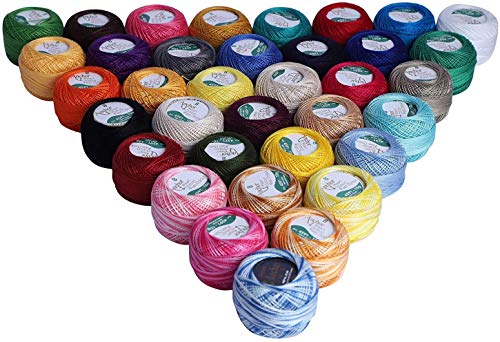 Häkelgarn aus Baumwolle, Perlen, gehäkelt, 10 g/85 m, Häkelgarn in verschiedenen Farben für Projekte, Decken, Handschuhe und Applikationen, 40 Stück Cover