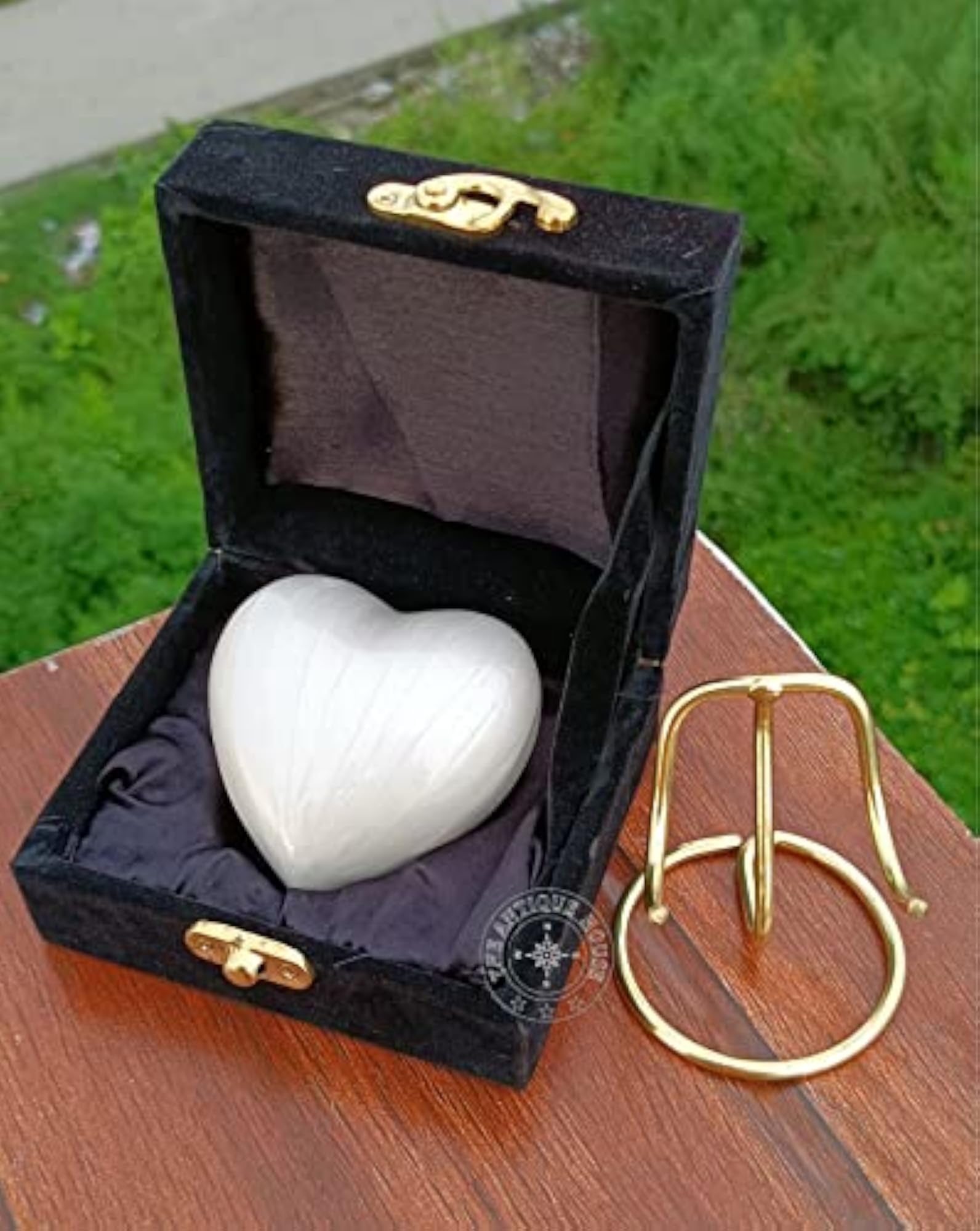 White Cremation Urn for Ashes, Mini Heart Urn with Black Box