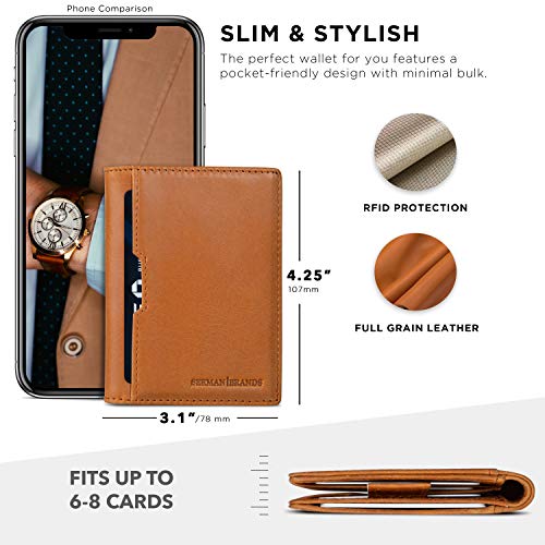 Image of SERMAN BRANDS Wallets for Men Slim Mens leather RFID Blocking Minimalist Card Front Pocket Bifold Travel Thin