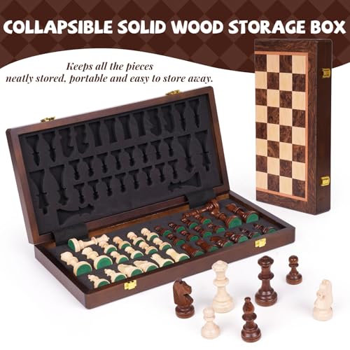Juego de Ajedrez Magnético Plegable de Madera 15 Pulgadas miniatura 4