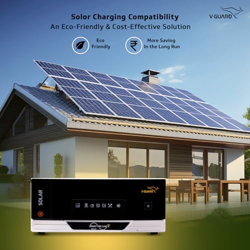 Image of V-Guard Smart Pro 1200s Solar Inverter | 1000VA / 12V Pure Sine Wave | Smart IoT with Mobile App Control | LED Display | Easy Installation | Reliable Power Backup | 3-Year Warranty