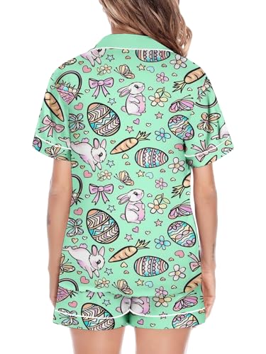 Easter Pajamas for Couple 2 Piece Set Cute Rabbit Graphic Short Sleeve Pjs Sets 2025 Button Down Sleepwears4