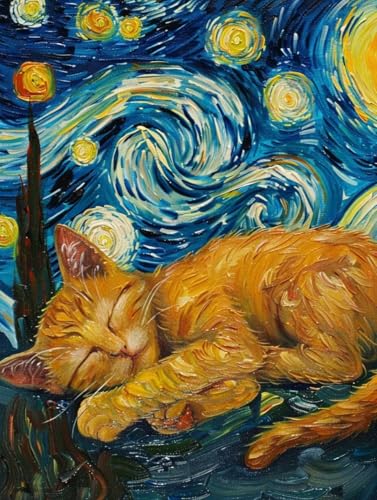 Diamond painting chat 50x65 cm sous le ciel étoilé pour adulte kit DIY 5D broderie diamant