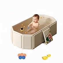 Baby Foldable Kids Bathtub for Infants to Toddler with Non-Slip Base,Easy Storage,Perfect for Small Spaces White