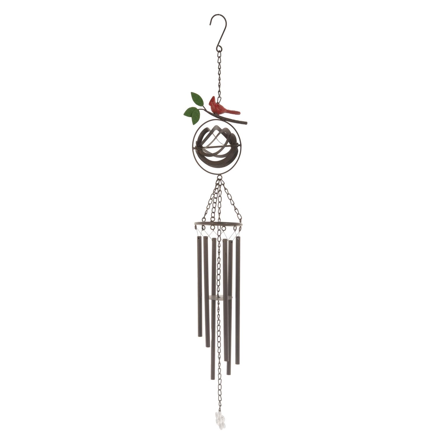 Carillon vent musical oiseau cardinal 91 cm : cloche de jardin relaxante