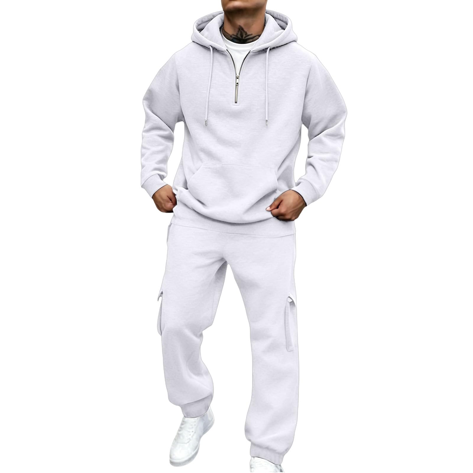 Conjunto de chándal para hombre Sudaderas 1/4 con capucha y pantalón