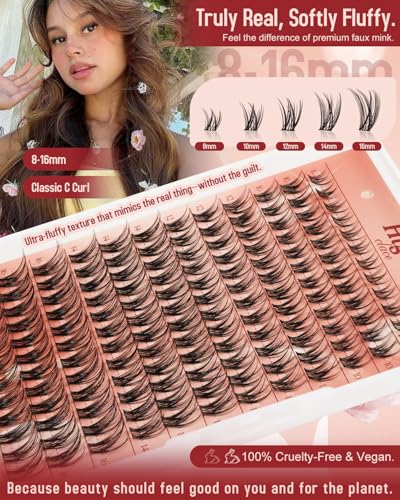 Higu clace Lash Clusters Kit 144pcs C Curl Natural Lash Clusters with Bond and Seal Tweeze - image 5