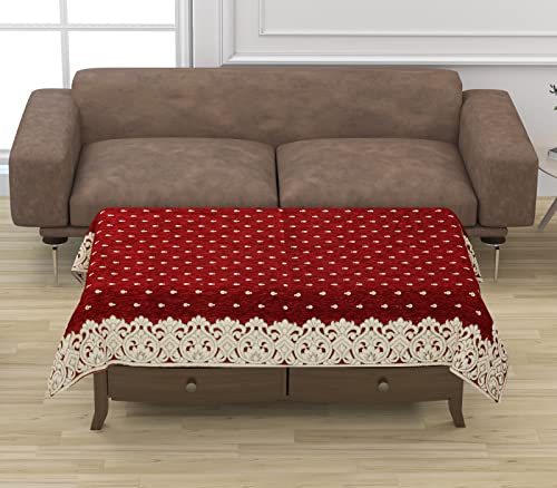 Image of Premium 5 Seater Printed Velvet Sofa Cover Set With Arm Covers & Cushion + Table Cover,3,1,1 Seater 16 Pieces Sofa Back Slip Panels,Premium Stylish Slip Cover Protector,Maroon (Pack Of 18)
