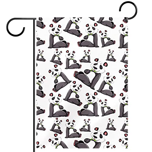 Papel pintado de panda, bandera vertical de jardín de doble cara, decoración al aire libre